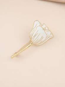 1pc White Tulip Shaped Brooch - White - View 3