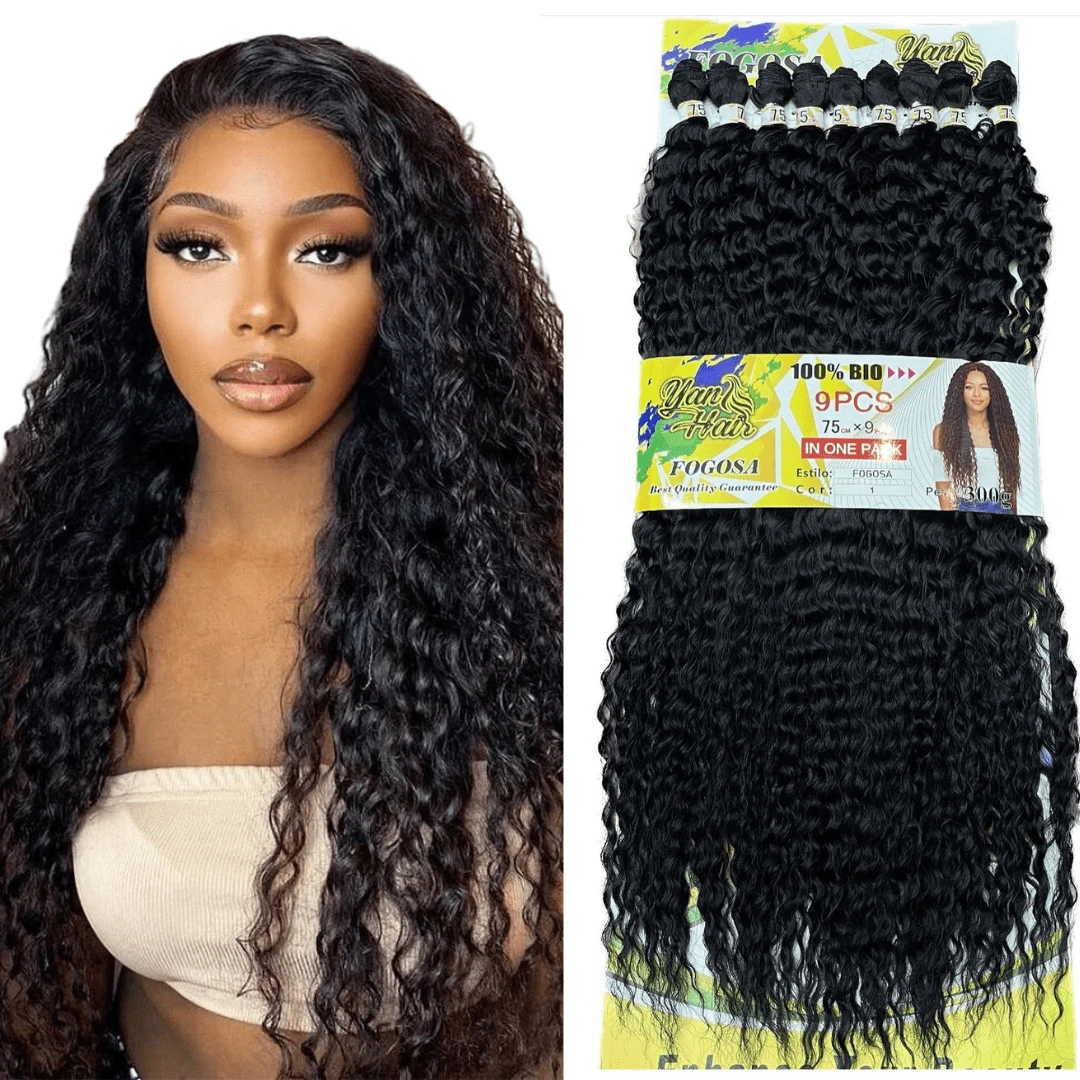 Cabelo Fibra Bio Organico Super Natural Longo 300gr Cacheado - Preto - Visão 1