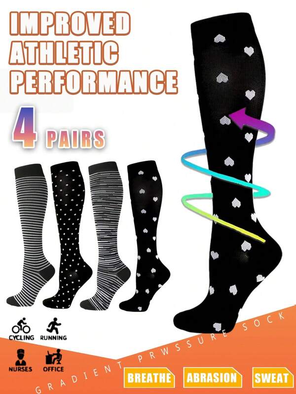 4 Pares de Meias de Compressão de Cobre Amarelo 15-20 mmHg para Mulheres e Homens, Altura do Joelho, Para Gravidez, Enfermeiras, Gravidez, Maternidade, Cute, Sports, Dourado, Ajuste Perfeito, Ciclismo, Adulto, Apoio, Meia, Circulação, Longa, Mulheres, Para Academia