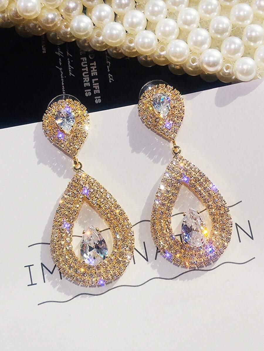 Rhinestone Water Drop Earrings