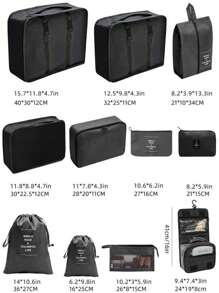 11 件便携式旅行收纳袋套装 - 轻松整理您的衣服、鞋子和内衣 - 非常适合行李箱打包 带有口号图形的便携式旅行收纳袋，带鞋子、洗漱用品和洗衣袋 学校用品 学校用品 大学用品 宿舍装饰 卧室装饰 学生教师宿舍必需品 收纳袋 衣服收纳袋 衣服整理袋 旅行袋套装 旅行收纳袋套装 旅行必需品 - 黑色 - 查看 4