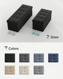 SONGMICS 30 Inches Folding Storage Ottoman Bench, Storage Chest, Foot Rest Stool, Dark Gray,Black,Beige,Dark Blue,Light Taupe,Light Gray - 黑色 - 查看 5