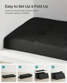 SONGMICS 30 Inches Folding Storage Ottoman Bench, Storage Chest, Foot Rest Stool, Dark Gray,Black,Beige,Dark Blue,Light Taupe,Light Gray - 黑色 - 查看 4
