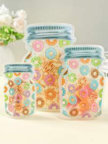 10 cái , Kích thước Lớn Có thể tái sử dụng Donut Chủ đề Bình Hình dạng Pong kín Dây kéo Món ăn Cái túi , Hạt Bữa ăn nhẹ Dây kéo Pong kín Túi thu nạp thực phẩm , Lưu trữ nhà bếp Cái túi - Nhiều màu - Xem 2