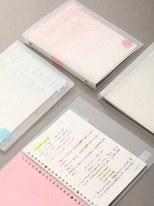 1入組可拆卸式b5大小pp活頁筆記本,學生使用,附頁面夾和補充紙,防水保護套 - 粉色 - 查看 3