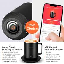 Vsitoo S3 Temperature Control Smart Mug 2 With Lid, Self Heating Coffee Mug 10 Oz, LED Display, 90 Min Battery Life - App&Manual Controlled Heated Coffee Mug - Improved Design - Perfect Coffee Gifts,Fathers Day Gifts - White - View 3