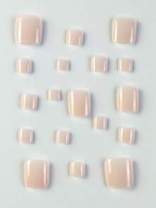 升級您的風格 24 件/套短方形蓮花粉紅色假腳趾甲適合女士和女孩 - 藕粉色 - 查看 3