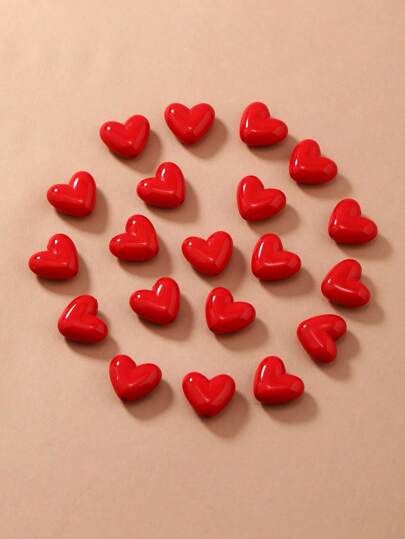 20 cuentas acrílicas 3d en forma de corazón rojo para hacer joyas y decoración
