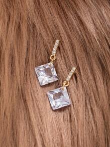 1pair Genuine Gold-plated Metal Geometric Earrings - Multicolor - View 1