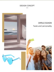 1pc Unisex Heart & Heart Shaped Jelly Color Rimless Sunglasses - Blue - View 2