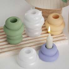 1入組水晶膠北歐風格多層圓形蠟燭台diy水泥或石膏裝飾模具,易於清洗和脫模 - 白色 - 查看 7