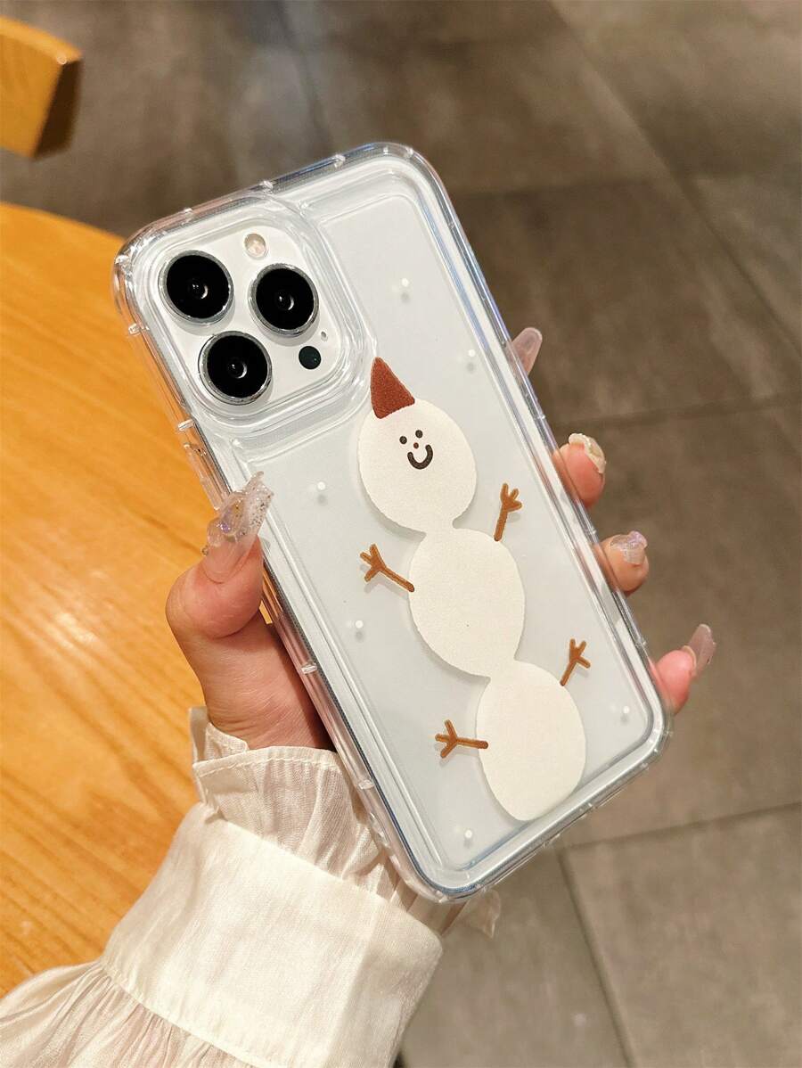 聖誕雪人卡通設計透明手機殼，適用於 iPhone 15 Pro Max / Apple 14 /13全面覆蓋11創意保護外殼 - 彩色 - 查看 1