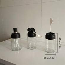 廚房用品調味瓶,玻璃密封調味罐瓶匙盖集成鹽刷油蜜瓶油罐