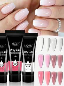1入組15g聚合凝膠美甲，適用於指甲擴展，堅固且快速干燥的水晶凝膠，適合母親節禮物 - 粉色 - 查看 3