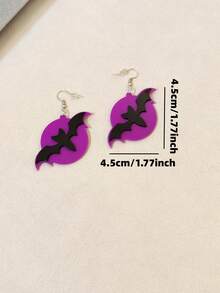 1 對復古可愛紫色壓克力蝙蝠形吊墜女式心形和圓形元素,適合藝術節表演,日常佩戴 - 蝙蝠 - 查看 8