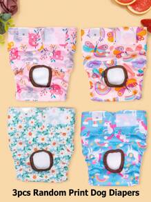 3pcs/Pack High Quality Reusable & Washable Dog Diapers, Suitable For Medium/Large Female Dogs, Puppies And Dogs In Heat - Multicolor - View 2