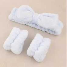 1pc Fashionable Bow Knot Bath Hairband, Available In Multiple Solid Colors - Blue - View 2