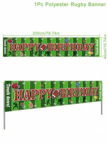 1Pc Rugby Theme Happy Birthday Banner Birthday Party Background Decoration Home Decor - Multicolor - View 3