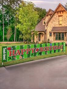 1Pc Rugby Theme Happy Birthday Banner Birthday Party Background Decoration Home Decor - Multicolor - View 2