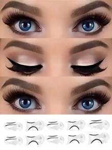 10pcs/Set Reusable Eyeliner Stencils For Eye Makeup Application (School) - Clear - View 2