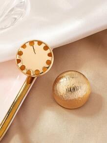 1pair Asymmetrical Geometric Design Big Circle & Hemisphere Shaped Western-Style High-Grade Statement Earrings - Yellow Gold - View 2