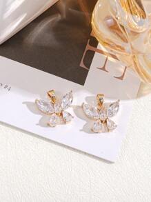 2 件裝新款時尚復古綠色水晶蝴蝶吊墜適合 Diy 項鍊、手鍊