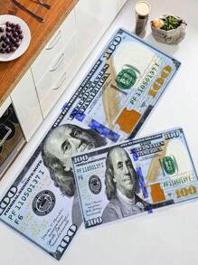1pc Creative 100 Dollar Bill Rug, 100 Dollar Bill Rug With Non-Slip Backing, Bedroom Rug, Runner Rug For Kitchen Hallway Laundry, 100$ Rug, Money Rug, Water Absorption Money Printed Runner ,Room Decor