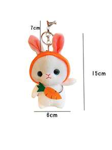 1隻毛絨兔娃娃鑰匙扣,卡通動物填充物手提袋掛飾,創意汽車鑰匙圈