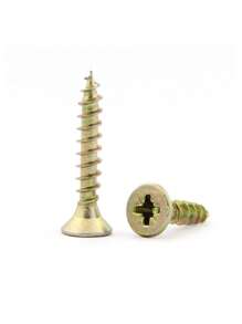 100 顆彩色鍍鋅木螺絲,粗牙十字槽沉頭自攻螺絲,適用於牆壁和膠合板