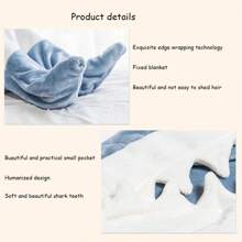 粉色和蓝色鲨鱼连帽毯，儿童和成人尺寸 - 尺寸：140cm 适合身高 110cm，170cm 适合身高 150-155cm，190cm 适合身高 160-165cm，210cm 适合身高 165-180cm，230cm 适合身高 180-190cm - 藍色 - 查看 4