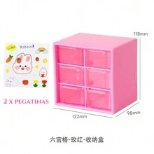 YUDA Divided Drawer Type Desktop Storage Box - Hot Pink - View 2