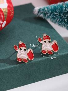 5對可愛的合金聖誕主題油滴聖誕老公公,馴鹿,聖誕樹形耳釘,適合女性節日裝扮 - 彩色 - 查看 4