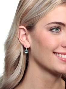 1pair Fashionable Yellow Decorated Oval Shape Earrings For Daily Wear - Yellow - View 2