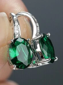 1pair Fashionable Yellow Decorated Oval Shape Earrings For Daily Wear - Yellow - View 5