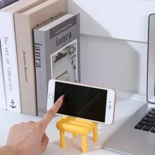 1個可愛的椅子造型手機座，粉色小型桌面手機架，超軟手機支架，多彩通用於所有智能手機和電子閱讀器 - 粉色 - 查看 3