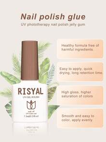 1 瓶指甲油凝膠,uv 凝膠果凍/貓眼/冰透明指甲凝膠 - 中紫紅色 - 查看 4