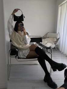 Botas De Calceta A La Rodilla De Suela Ancha MHILAN - Negro - Ver 4