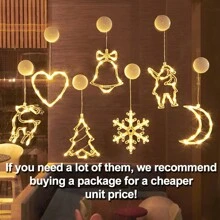 聖誕裝飾燈、電池供電的 Led 吊燈。吸盤掛鉤聖誕老人形狀燈。適用於聖誕樹、花圈、窗玻璃、派對、度假屋室內外裝飾