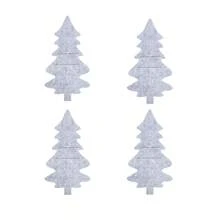 4pcs Giáng sinh Giáng sinh vui vẻ Felt Dao Và Cái nĩa , Màu xanh lá Cây thông noel Hình dạng Felt Cúp Đệm tách Cho bữa tiệc Bàn Đồ trang trí - trắng - Xem 1