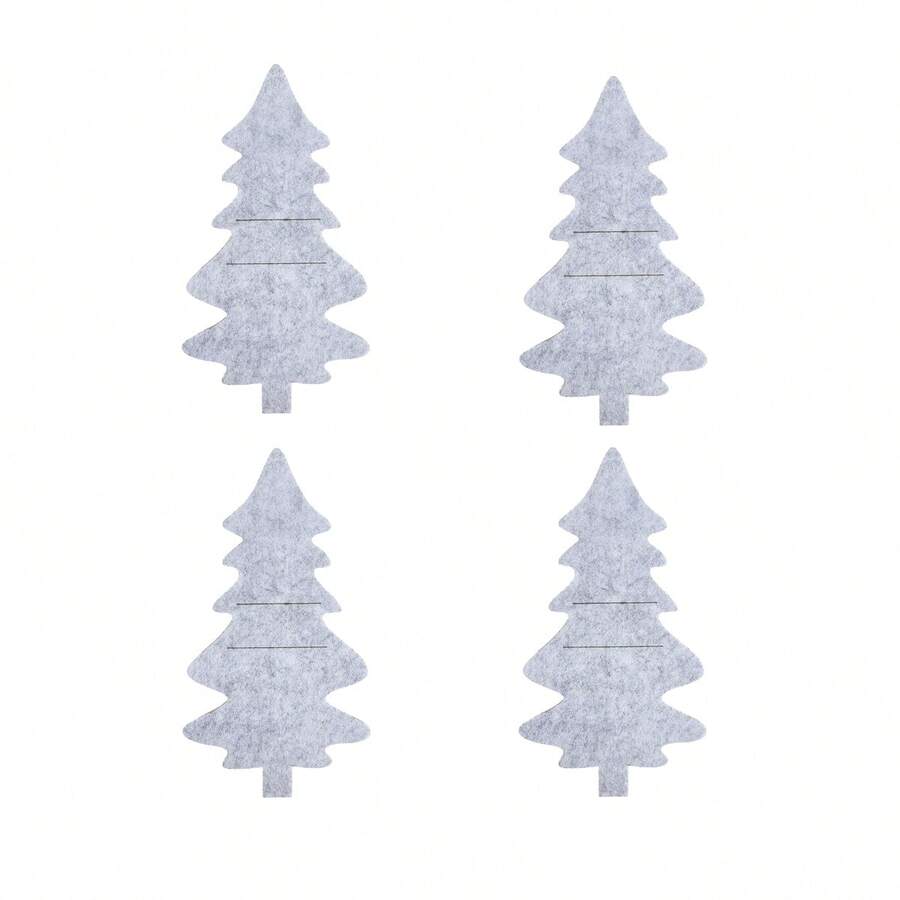 4pcs Giáng sinh Giáng sinh vui vẻ Felt Dao Và Cái nĩa , Màu xanh lá Cây thông noel Hình dạng Felt Cúp Đệm tách Cho bữa tiệc Bàn Đồ trang trí - trắng - Xem 1