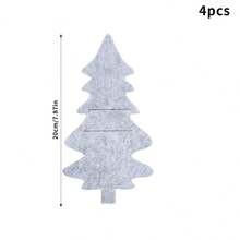 4pcs Giáng sinh Giáng sinh vui vẻ Felt Dao Và Cái nĩa , Màu xanh lá Cây thông noel Hình dạng Felt Cúp Đệm tách Cho bữa tiệc Bàn Đồ trang trí - trắng - Xem 2