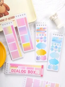 20 Sheets/book Hibiscus Series Colorful Loose-leaf Sticker Book, With Round/square Gradient Design, Transparent & Writable, Perfect For Journal, Scrapbooking And Study Use - Multicolor - View 9