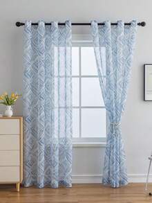 1 Miếng Hình thoi Phong cách Đục lỗ mỏng Rèm Đối với Phòng khách , Phòng ngủ , Phòng bếp , Sân trong , Biệt thự - Màu xanh lam - Xem 2