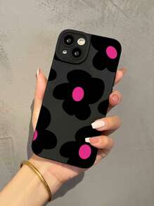 Apple 1pc Black & Red Flower Fully Covered Lens Shockproof Protective Phone Case Compatible With Iphone 16, 15, 14, 13, 12, 11 Pro Max Waterproof Anti-Fall Scratch Resistant