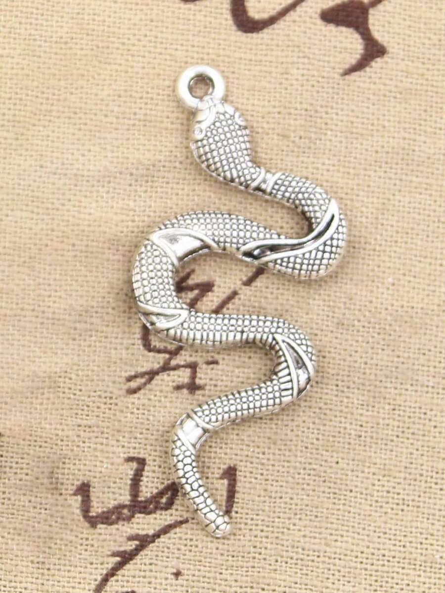 hroryn 4Pcs Charms Snake Cobra Antique Silver Color Pendants DIY Crafts Making Findings Handmade Jewelry - Antique Silver - View 1