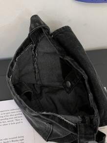 peach tree Bolsa Transversal de Lona Lavada Monocromática Estilosa para Homens - Preto - Visão 5