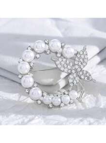 Luxury & Chic Pearl Butterfly Flower Brooch For Fashionable Outfits - Silver - View 4