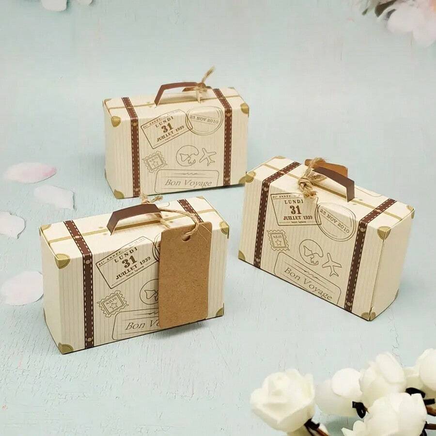 10 Piezas Mini Maleta Caja De Dulces Para Favores De Fiesta De Bodas, Embalaje De Regalos, Empaque De Dulces - Multicolor - Ver 1