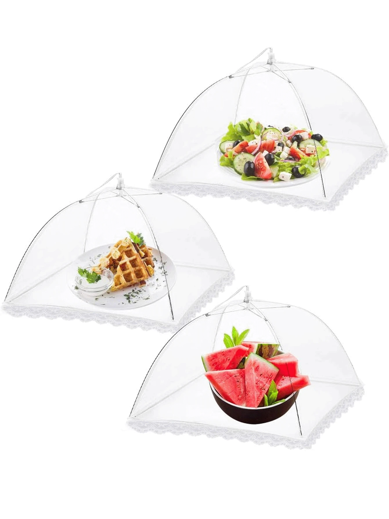 網狀食品網果蔬罩網12“x12”17“x17”24“x40”彈出式雨傘屏幕帳篷,網狀食品罩雨傘可防止蒼蠅、蟲子、蚊子飛入食品罩網,可折疊重複使用的露台網,適用於戶外露營野餐派對燒烤 - 白色 - 查看 1