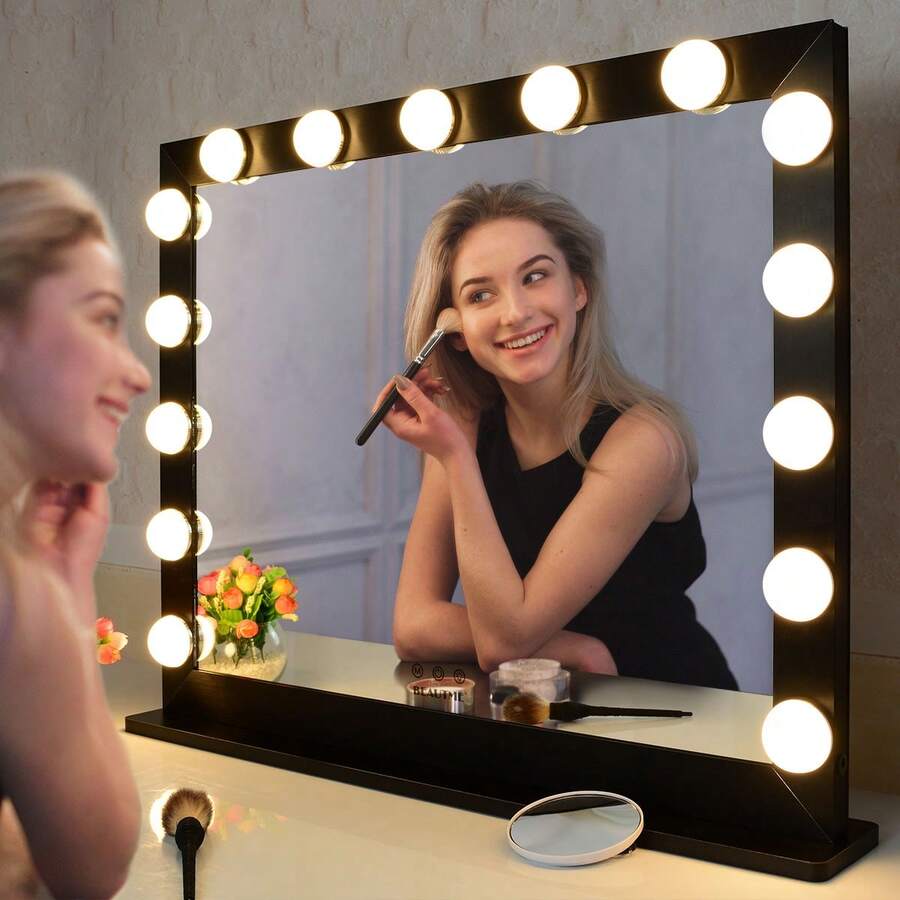 BEAUTME Large Vanity Mirror with Lights,27.6x21.7 inch Light Up Vanity Makeup Mirror with 10x